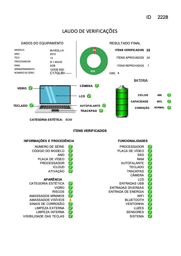 MacBook Air 2015 Usado 13" | i5, 4GB RAM, 128GB | TrocaTech