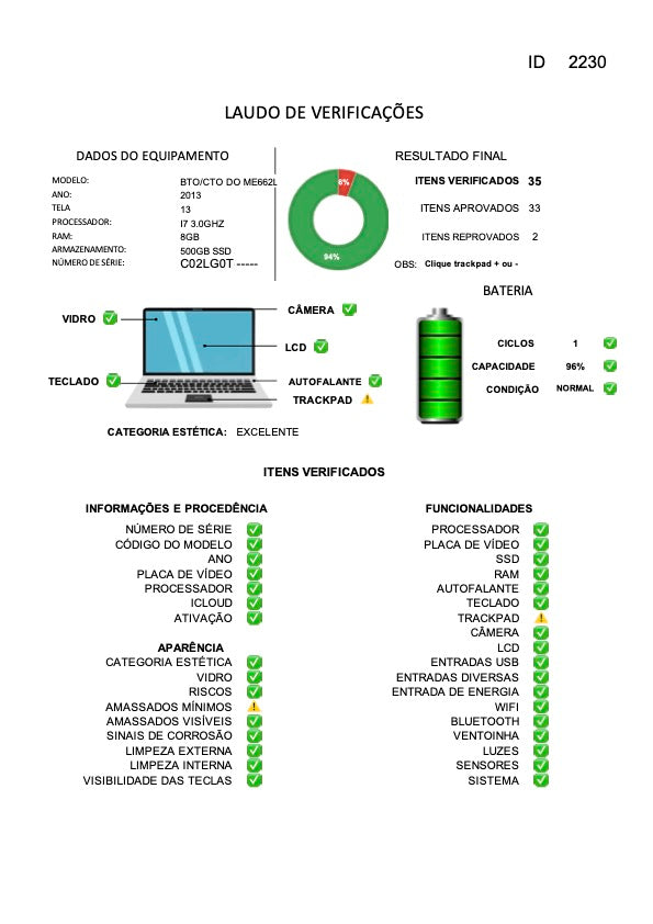 MacBook Pro 2013 Usado 13" | i7, 8GB RAM, 500GB | TrocaTech