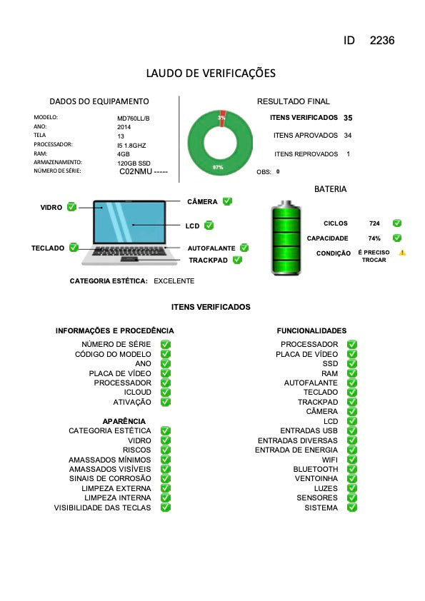 MacBook Air 2014 Usado 13" | i5, 4GB RAM, 128GB | TrocaTech