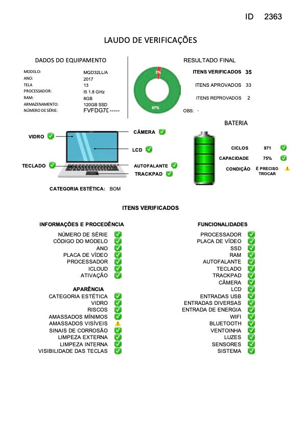 MacBook Air 2017 Usado 13" | i5, 8GB RAM, 128GB | TrocaTech