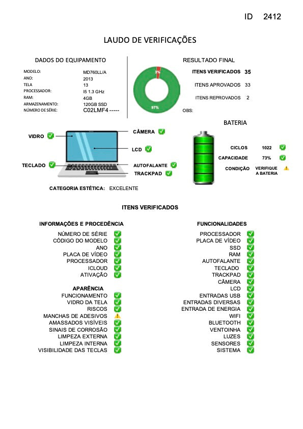 MacBook Air 2013 Usado 13" | i5, 4GB RAM, 128GB | TrocaTech