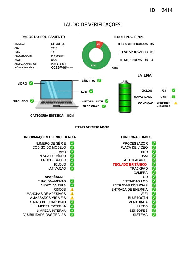MacBook Pro 2016 Usado 13" | i5, 8GB RAM, 256GB | TrocaTech